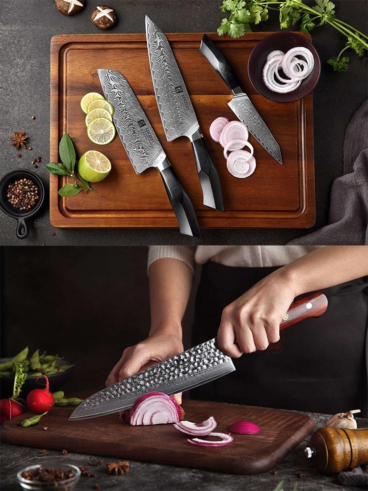 HEZHEN 5PC knife Set Magnetic Knife Holder Stainless Steel Kitchen Tools  Cook Chef Knives Basic Series