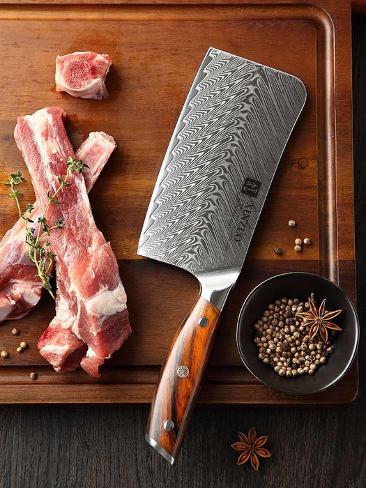 Xinzuo B27 6.5" 67 Layer Japanese Damascus Bone Cleaver Damascus Steel Bone Cleaver Knife