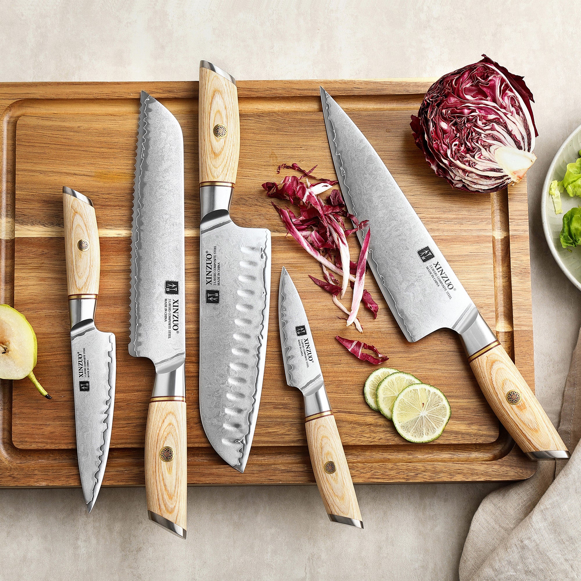 NOBIMO15 NEW-ENCHI BEST商品セット Xinzou B37S Kitchen Set | 5-Piece Knife Collection — The Bamboo Guy