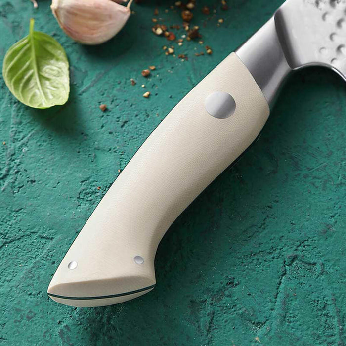 HEZHEN B38H 6 Pcs 67 Layer Japanese Damascus Chef Knife Set White G10 Handles 5
