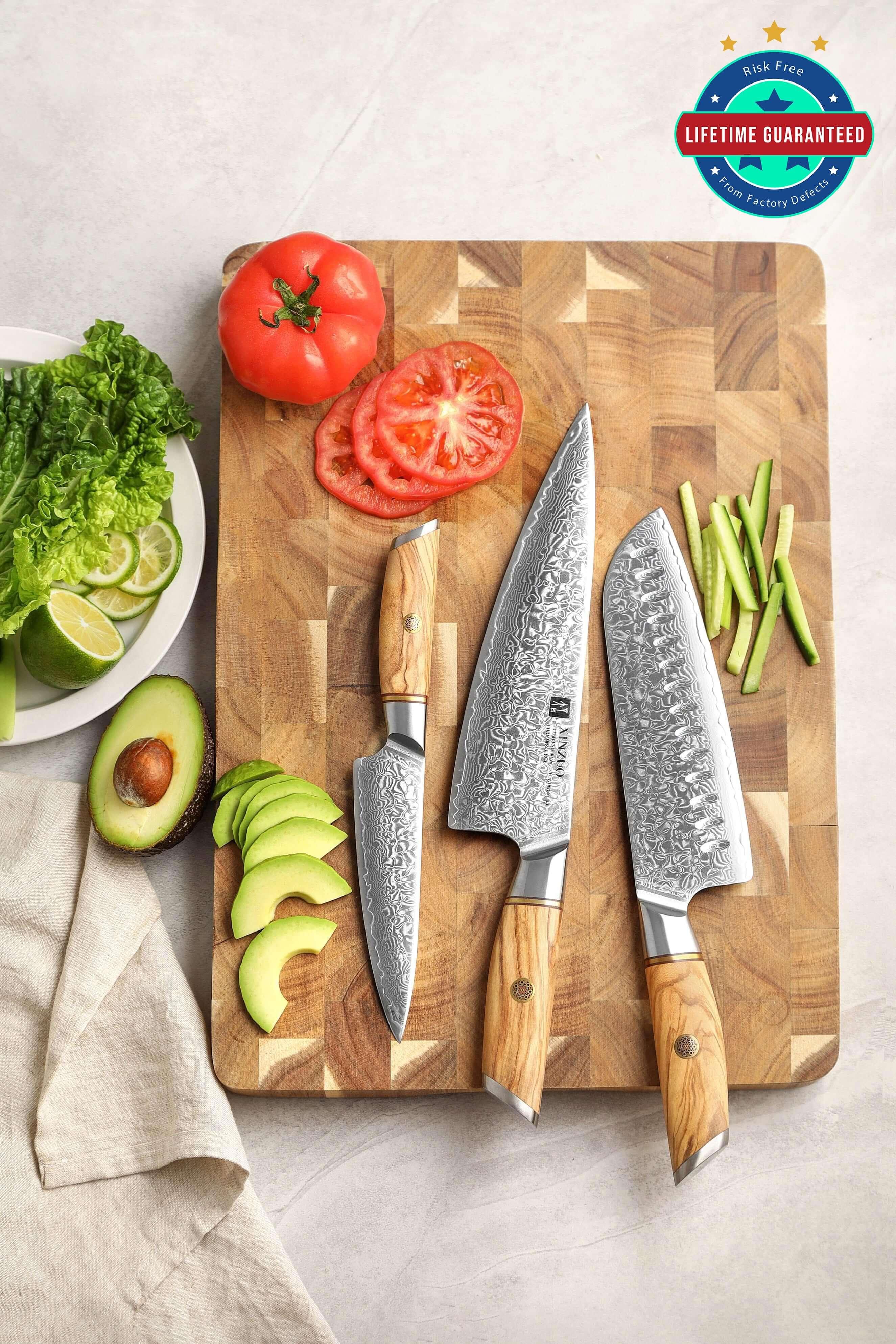  XINZUO 7PC Kitchen Knife Set with Block Wooden