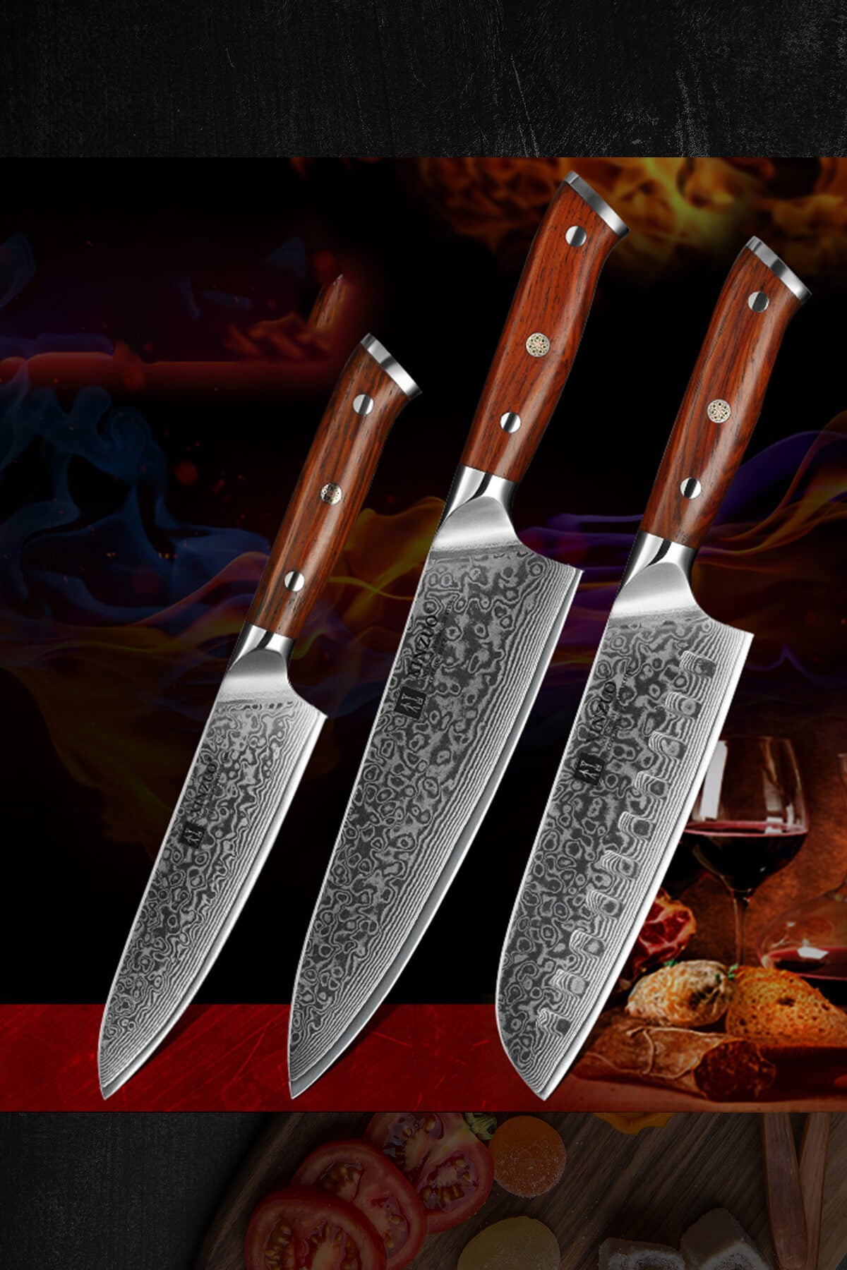 Wood Resin Damascus Steel Chef Knives – KogamiSteel