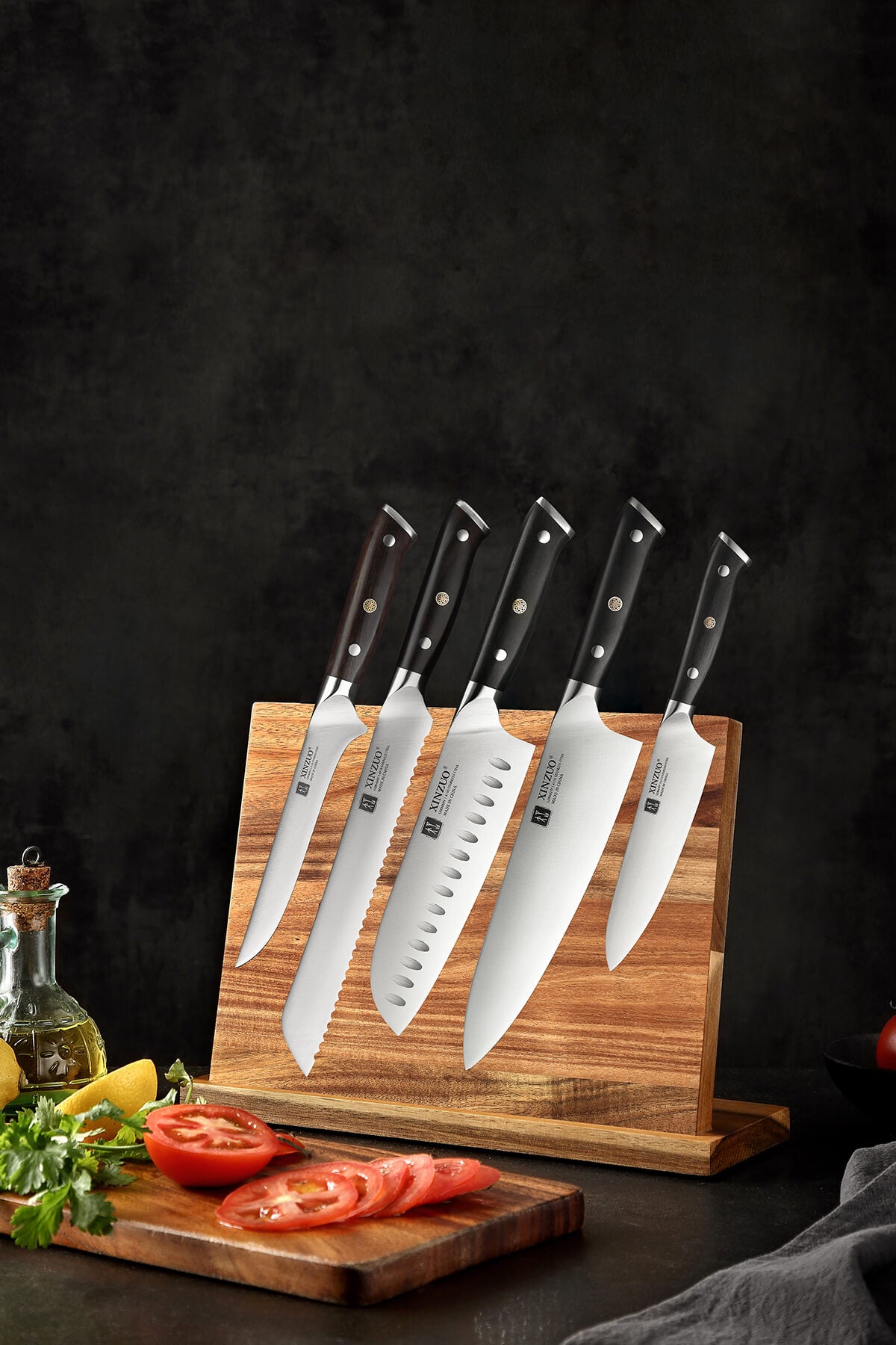 5Pcs Kitchen Knives Set Damascus Style Stainless Steel Chef Knife w/ Knife  Case