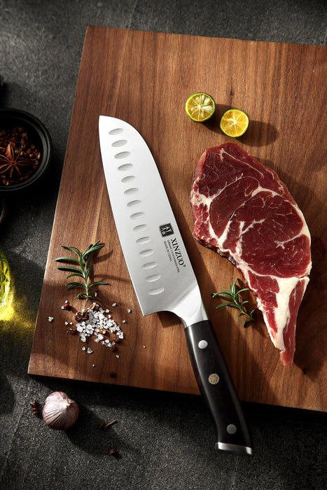 Xinzuo B13S German High Carbon Stainless Steel Santoku knives Ebony Handles