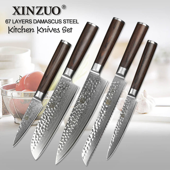 Xinzuo B1H 5 Pcs 67 Layer Damascus Steel Knife Set 6