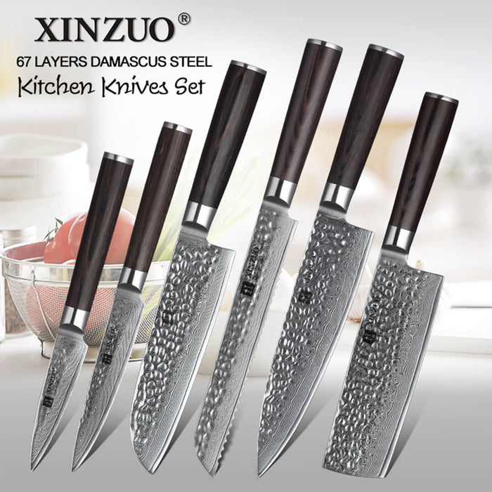 Xinzuo B1H 6 Pcs 67 Layer Damascus Steel Chef Knife Set 11