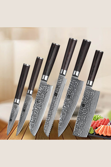 Xinzuo B1H 6 Pcs 67 Layer Damascus Steel Chef Knife Set