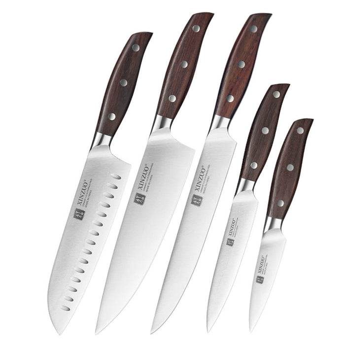 Xinzuo B35 5 Pcs German Steel Kitchen Knife Set with Carbon Steel