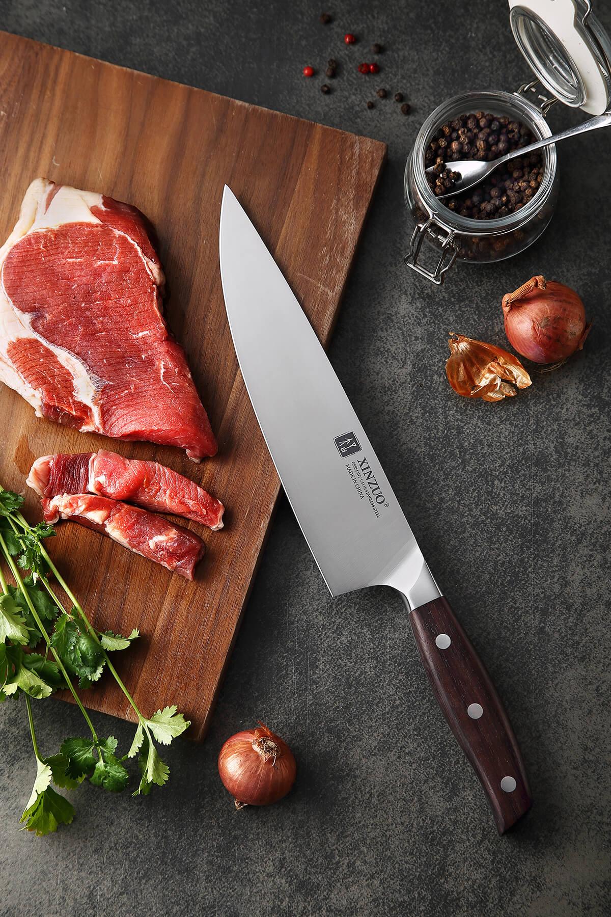 8 inch Chef's Knife | Stainless Steel Kitchen Chef Knife Wood