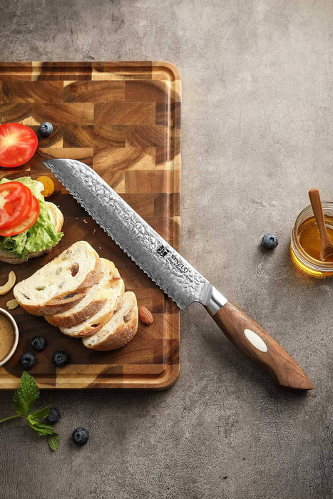 Xinzuo B46W Damascus Bread Knife 67 Layer Genuine Japanese AUS-10 Steel