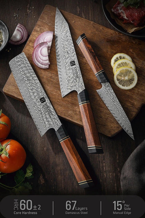 Xinzuo F2 3 Pcs 67 Layer Damascus Chef Knife Set