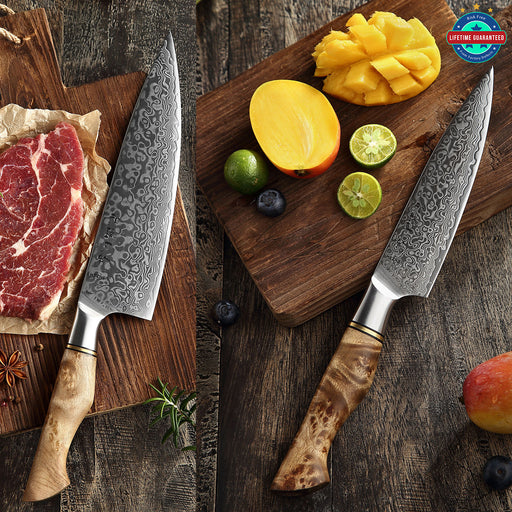 Hezhen B30 2 pcs Knife Set Damascus Stainless Steel Kitchen Japanese style Chef & Utility Knife