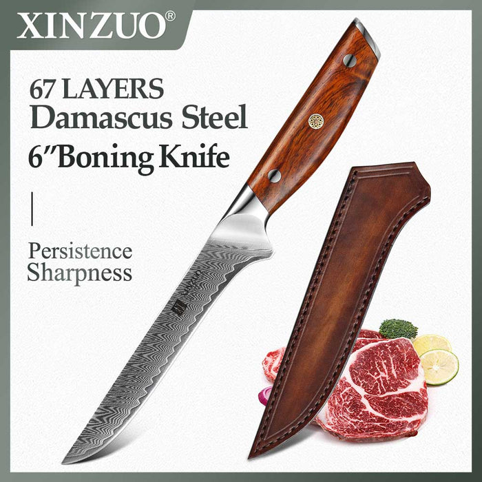 Xinzuo B27 Damascus Steel Boning Knife 10