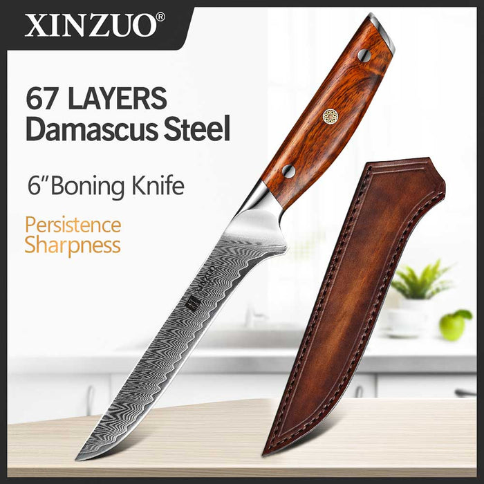 Xinzuo B27 Damascus Steel Boning Knife 8