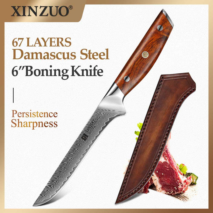 Xinzuo B27 Damascus Steel Boning Knife 9