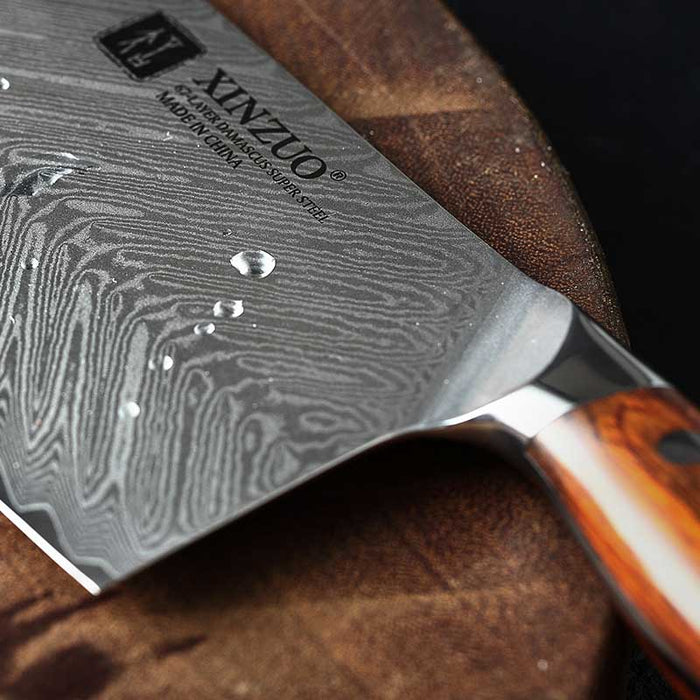 Xinzuo B27 7" 67 Layer Japanese Damascus Cleaver Damascus Steel Cleaver Knife