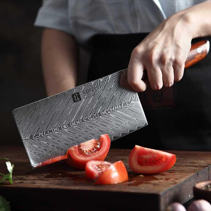 Xinzuo B27 7" 67 Layer Japanese Damascus Cleaver Damascus Steel Cleaver Knife