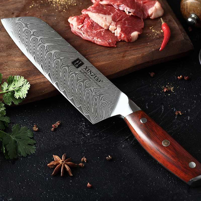 Xinzuo B27 67 Layer Japanese Damascus Santoku Knife Damascus Steel Santoku Knife