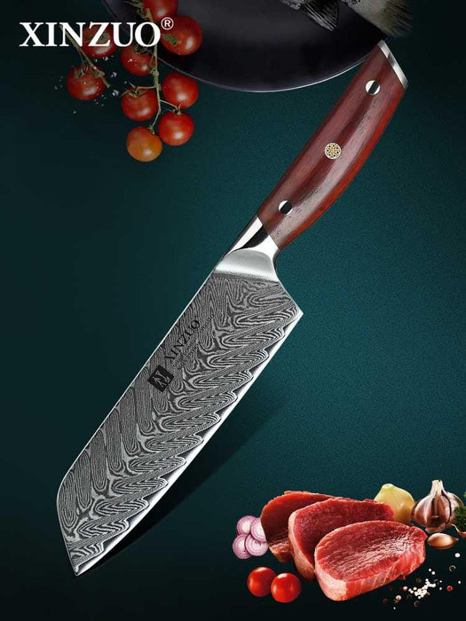 Xinzuo B27 67 Layer Japanese Damascus Santoku Knife Damascus Steel Santoku Knife