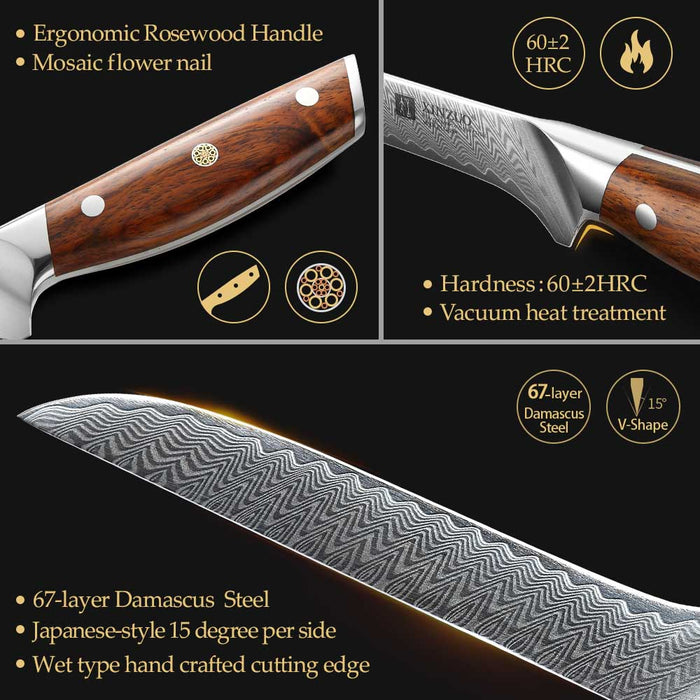 Xinzuo B27 5.5" 67 Layer Japanese Damascus Boning Knife Damascus Steel Boning Knife