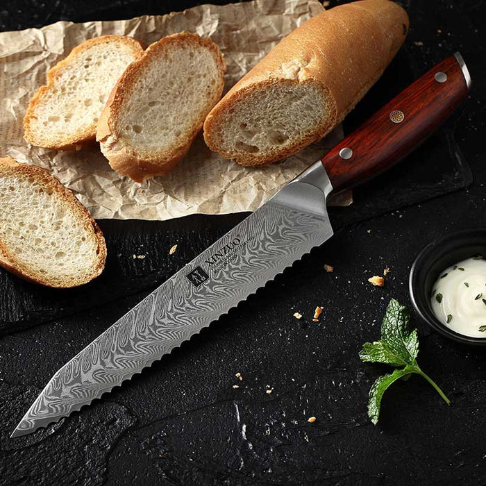 Xinzuo B27 Japanese Damascus Steel Bread Knife 4