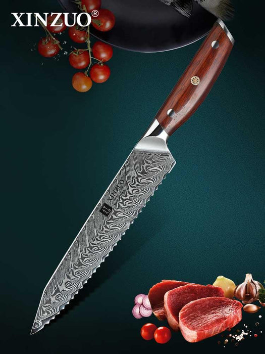 Xinzuo B27 Japanese Damascus Steel Bread Knife 3