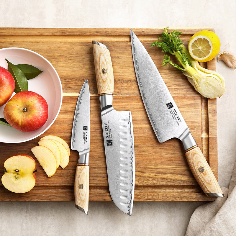 Xinzou B37S 3 Pcs Composite Stainless Steel Kitchen Knife Set Chef