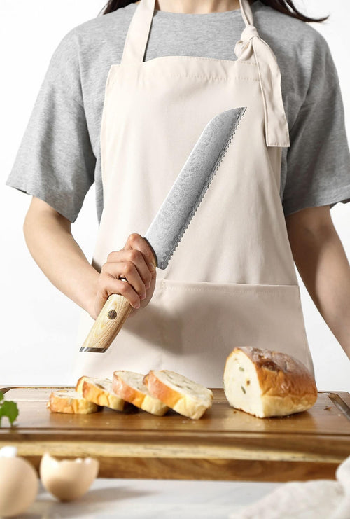 Xinzou B37S Composite Stainless Steel Bread knife with Pakka Wood Handle