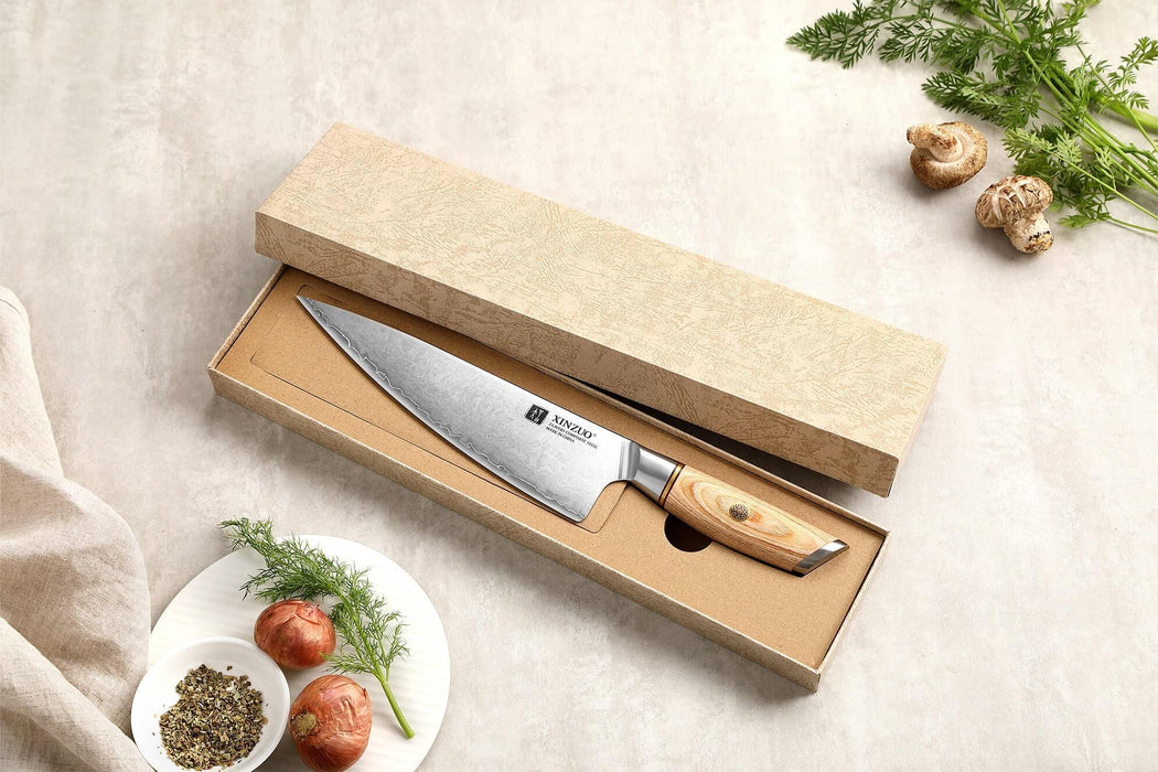 Xinzou B37S Composite Stainless Steel Kitchen Knife Set Chef knife with Pakka Wood Handle - The Bamboo Guy