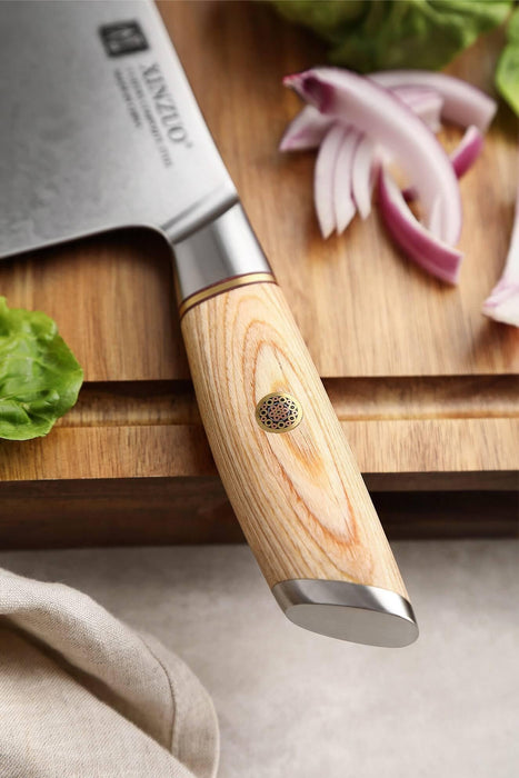 Xinzuo B37S Composite Stainless Steel Kitchen Cleaver Knife with Pakka Wood Handle - The Bamboo Guy