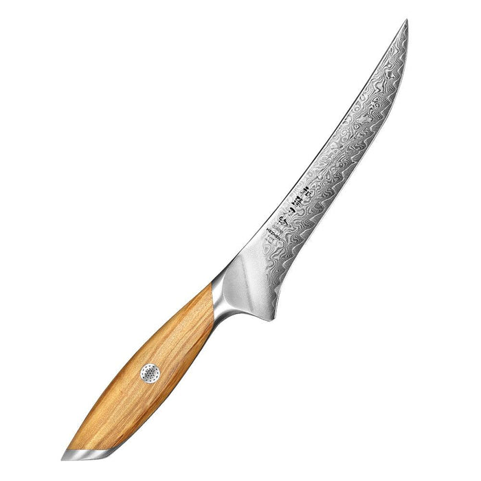 Hezhen X01 Flagship Series 73 Layer Damascus Fillet Knife with Olive Wood Handle
