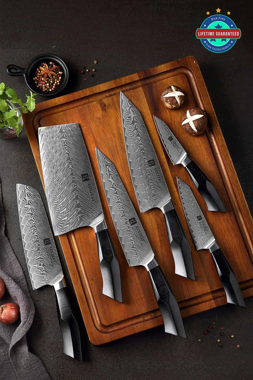 XINZUO B32 6 Pcs Knife Set 67 Damascus Steel Open Box