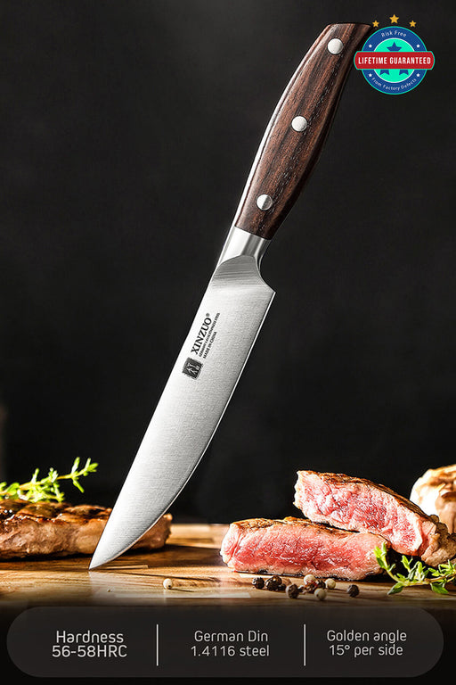 Xinzuo B35 German Din 1.4116 Stainless Steel Steak knife with Red Sandalwood Handle