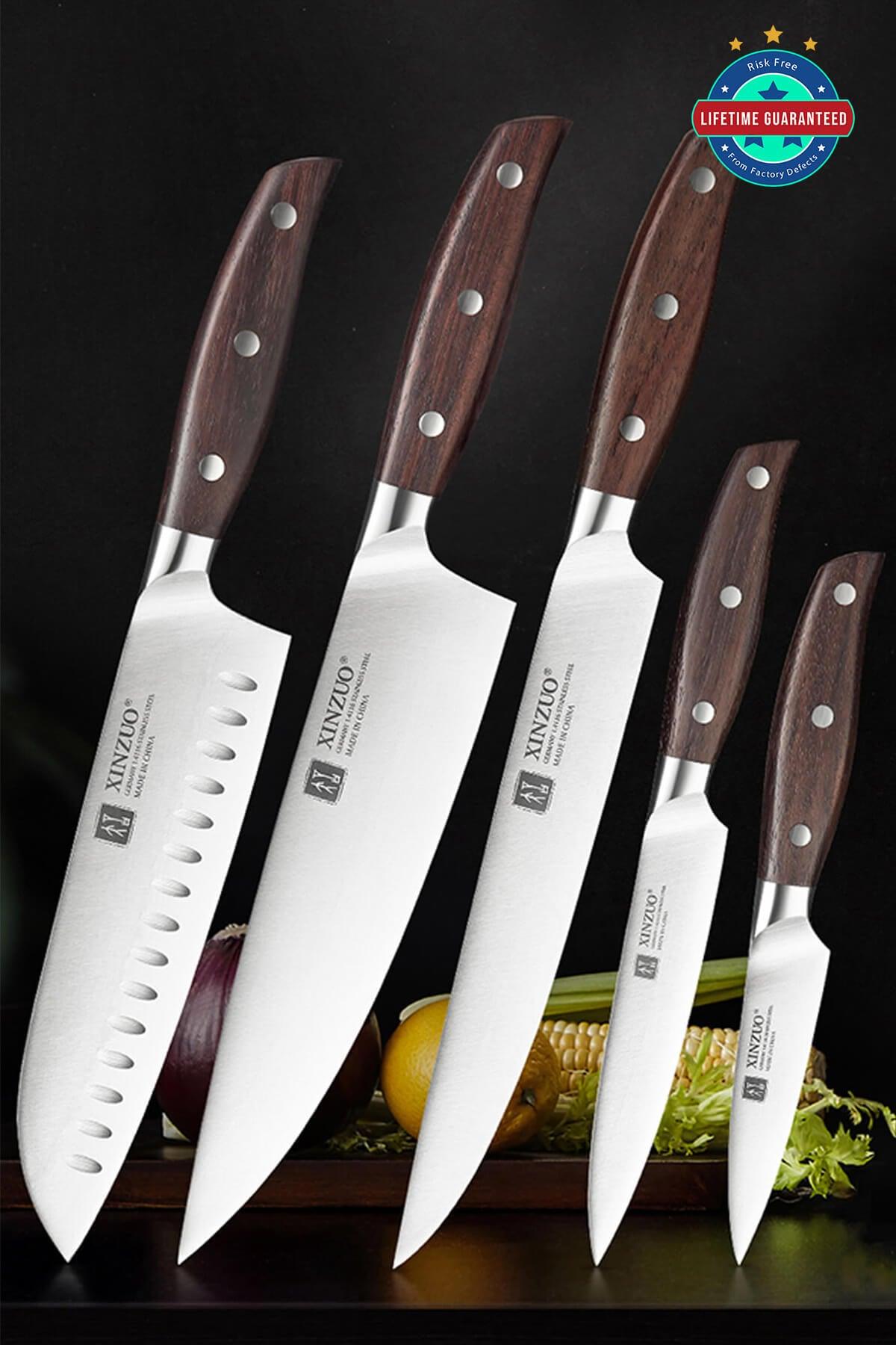 XINZUO 包丁セット 5本 Amazon.com: XINZUO Damascus 7-Piece Kitchen Chef Knife Block Set