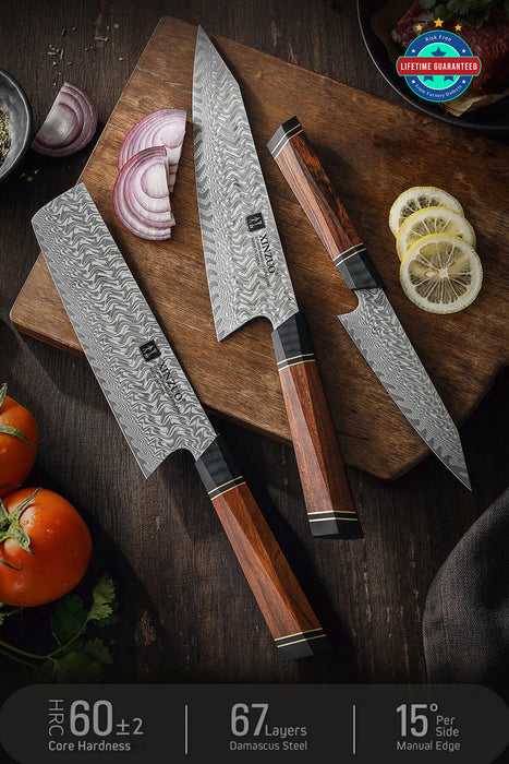 Xinzuo F2 3 Pcs 67 Layer Damascus Chef Knife Set