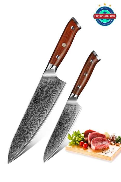 Xinzuo B13R 2 Pcs 67 Layer Japanese Damascus Chef and Utility Knife Set