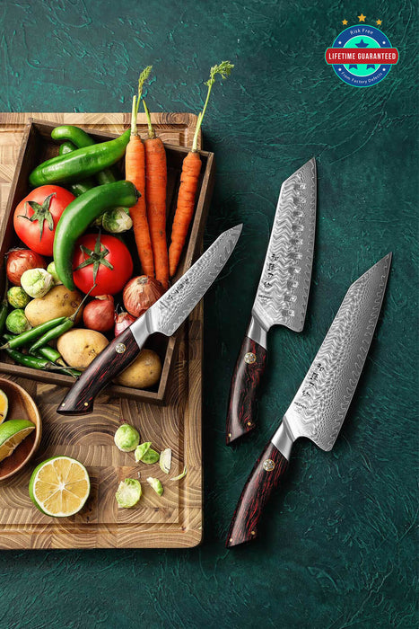 HEZHEN B38 3 Pcs 73 Layer Damascus Chef Knife Set