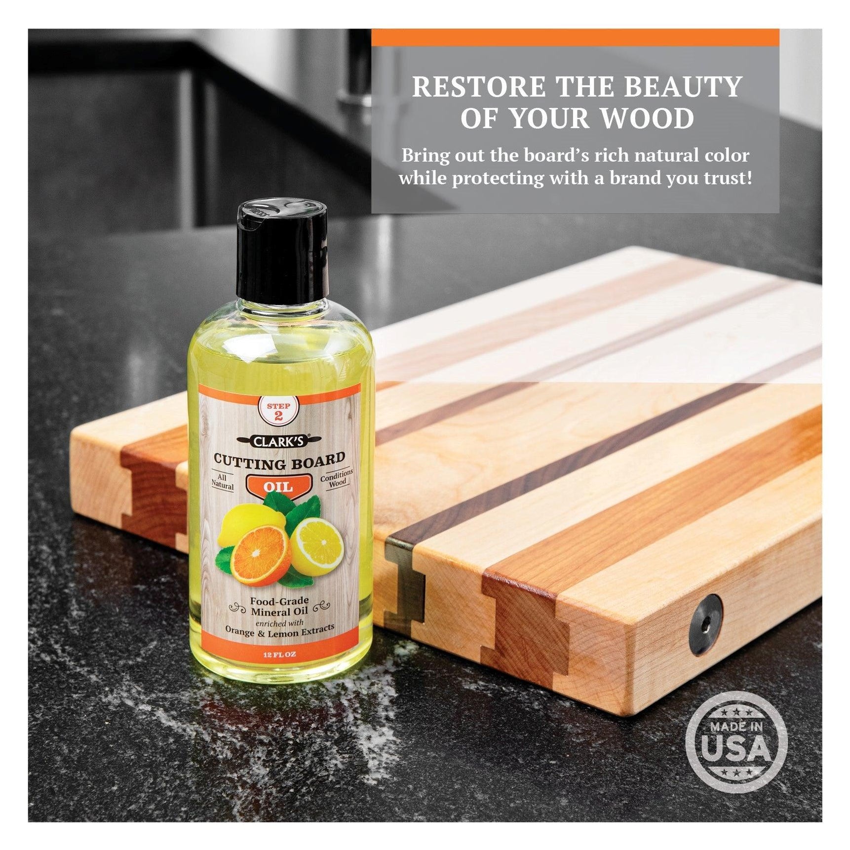 Clark's Cutting Board Oil Lemon and Orange Extract Blend — The Bamboo Guy