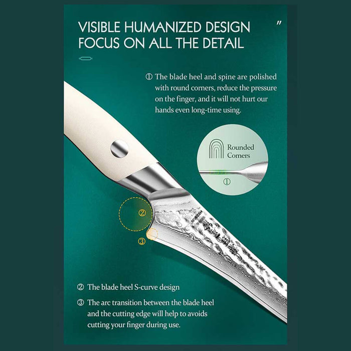 HEZHEN B38H 16 Pcs 67 Layer Damascus Chef knife Set White G10 Handles