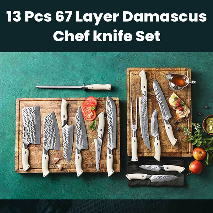 HEZHEN B38H 13 Pcs 67 Layer Damascus Chef knife Set 13