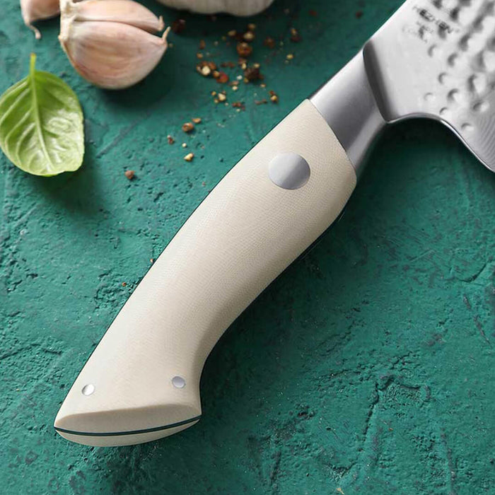 HEZHEN B38H 2 Pcs 67 Layer Damascus Chef Knife Set with White G10 Handle 3