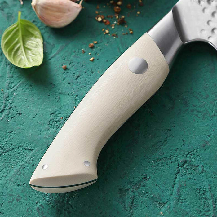 HEZHEN B38H 3 Pcs 67 Layer Damascus Chef Knife Set with White G10 Handle 6