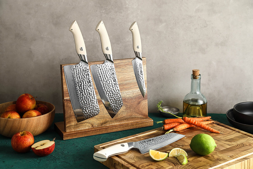HEZHEN B38H 5 Pcs Damascus Steel Kitchen Knife Set with Knife Block 2