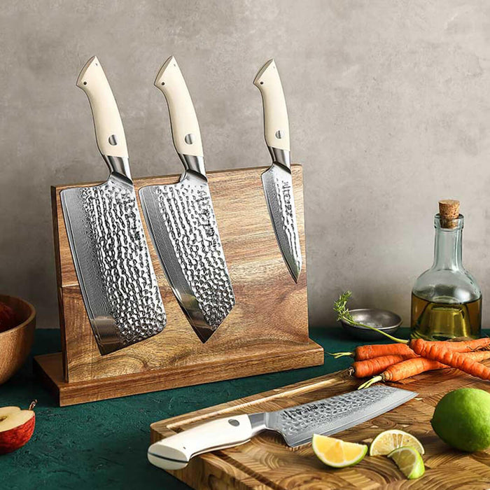 HEZHEN B38H 5 Pcs Damascus Steel Kitchen Knife Set with Knife Block 5