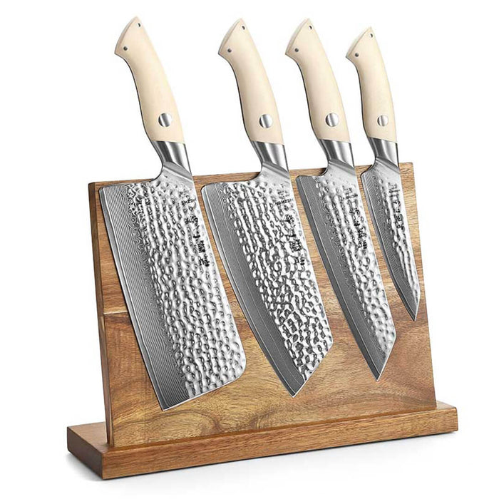 HEZHEN B38H 5 Pcs Damascus Steel Kitchen Knife Set with Knife Block 7