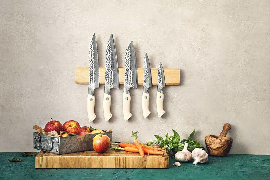 HEZHEN B38H 5 Pcs 67 Layer Japanese Damascus Chef Knife Set White G10 Handles 2