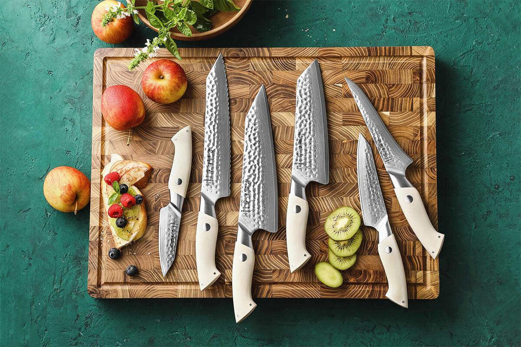 6Pcs Kitchen Steak Knives Set Japanese Damascus Style Stainless Steel Chef  Knife