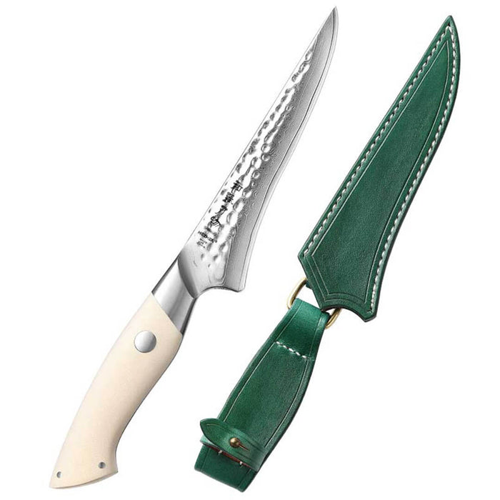 HEZHEN B38H 6" 67 Layer Damascus Japanese Boning Knife White G10 Handle