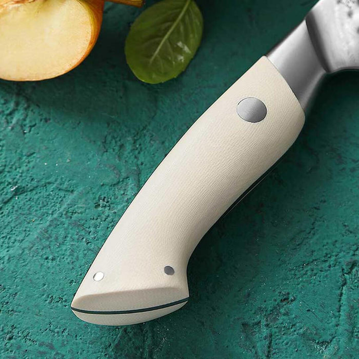 HEZHEN B38H 67 Layer Japanese Damascus Utility Knife White G10 Handle 10