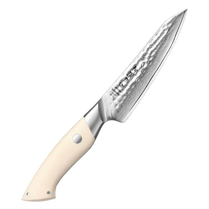 HEZHEN B38H 67 Layer Japanese Damascus Utility Knife White G10 Handle 12